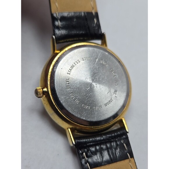 Futura Sun Moon Skeleton Dial Quartz Watch Womens Black New Battery Gold Tone - Picture 12 of 12